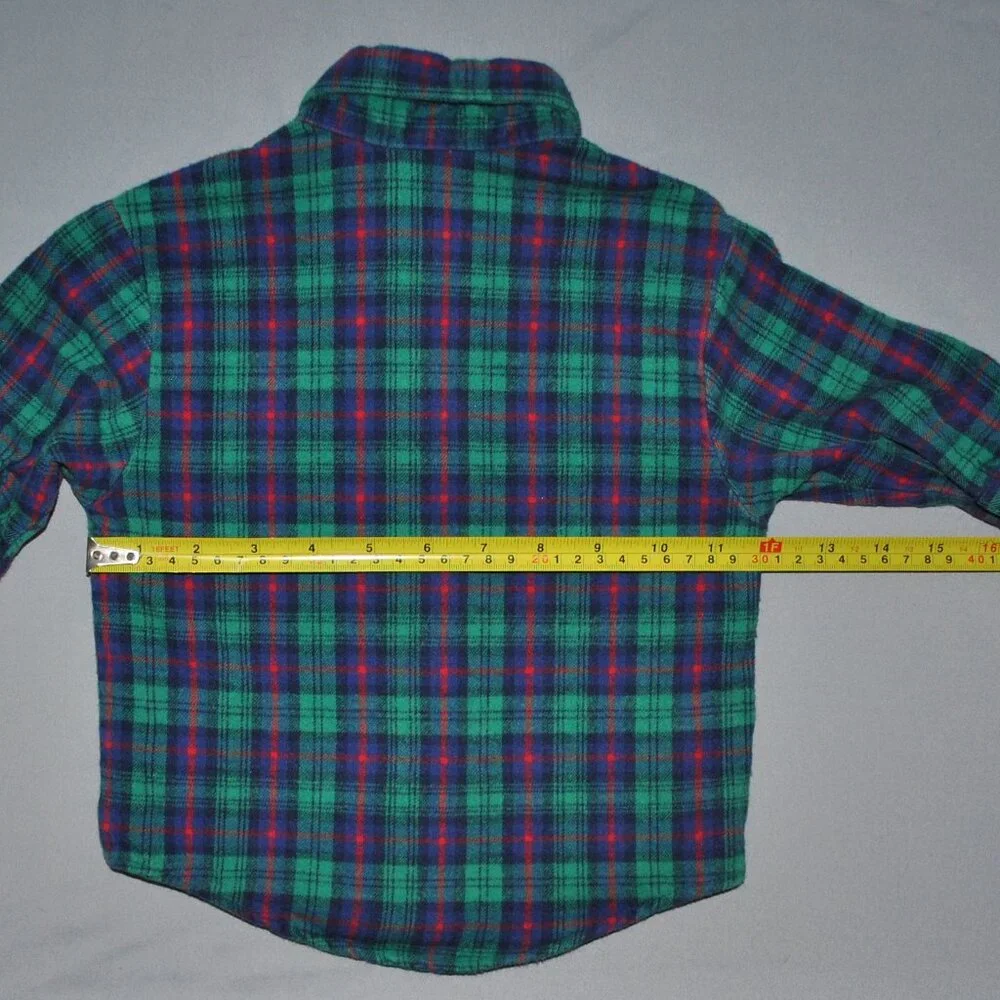 Vintage OshKosh B'gosh Plaid Flannel Button Down Shirt Size 12 Months